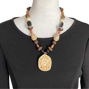 Lonnie Lovness Asian Inspired Chunky Beaded Bohemian Pendant Necklace